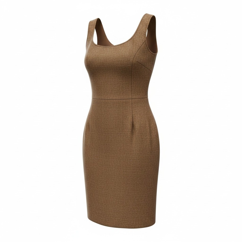 Lauren Ralph Lauren Herringbone Sheath Dress Women 8 Brown Tweed Wool Office